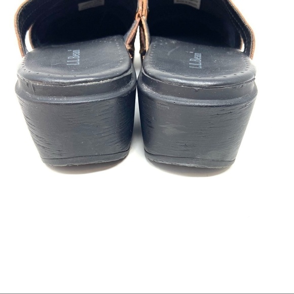 L L Bean Womens Brown Leather Clogs Mules Slip-On Shoes Made In Brazil 40 - Picture 6 of 7
